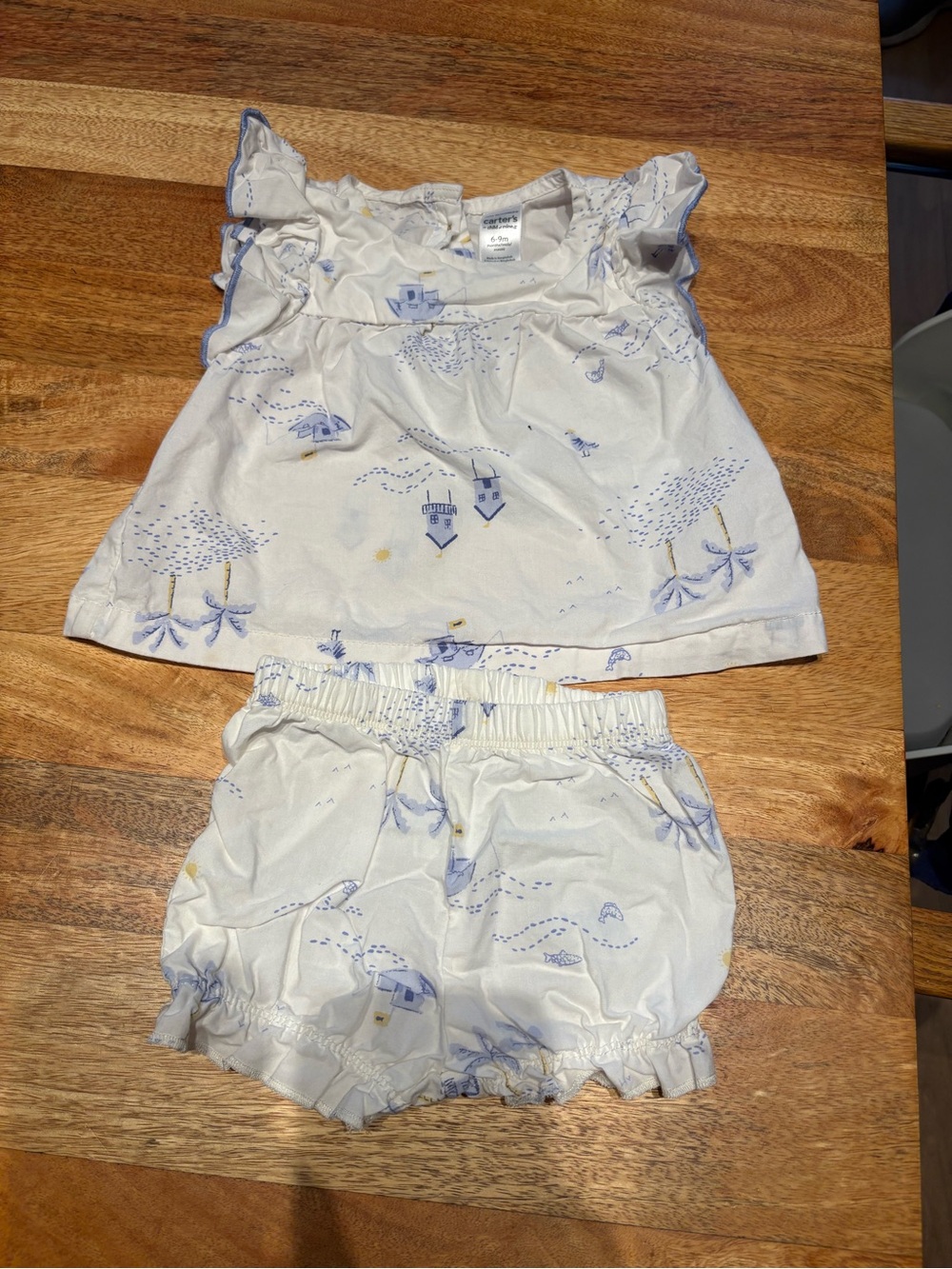 Carter’s boat printed dress and bloomer set - size 6-9 months